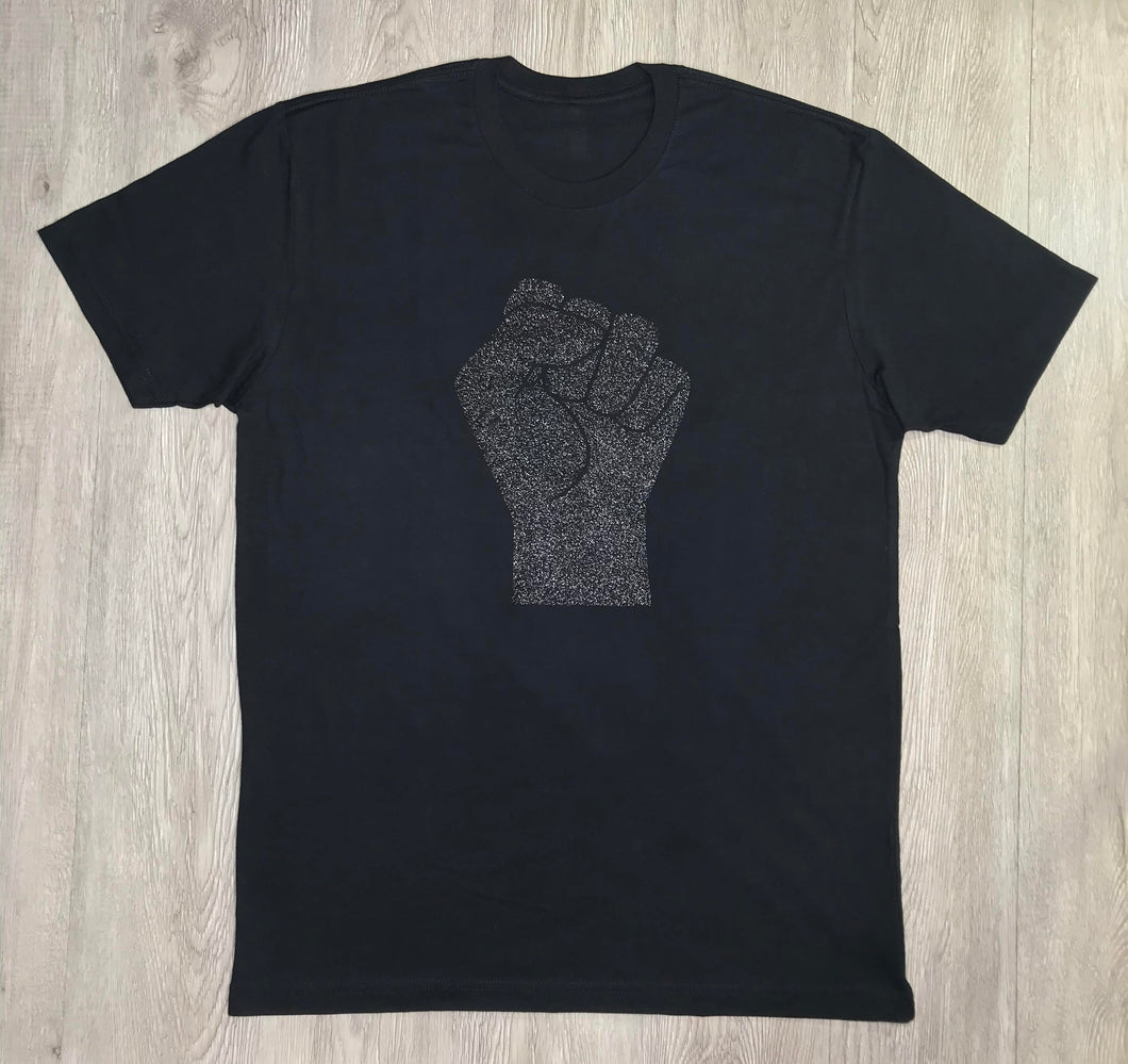 Men’s Black Glitter Fist Tee